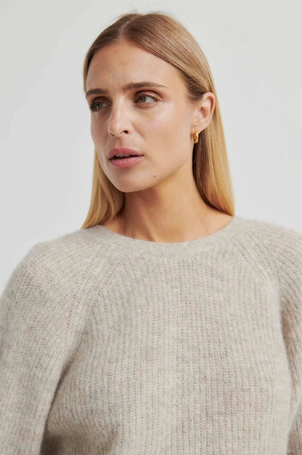 Second Female Flare Knit Knotted Light Beige Melange