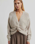 Second Female Flare Knit Knotted Light Beige Melange