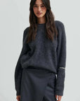 Second Female Flare Knit Knotted Dark grey Melange