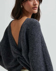 Second Female Flare Knit Knotted Dark grey Melange