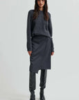Second Female Flare Knit Knotted Dark grey Melange