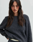 Second Female Flare Knit Knotted Dark grey Melange