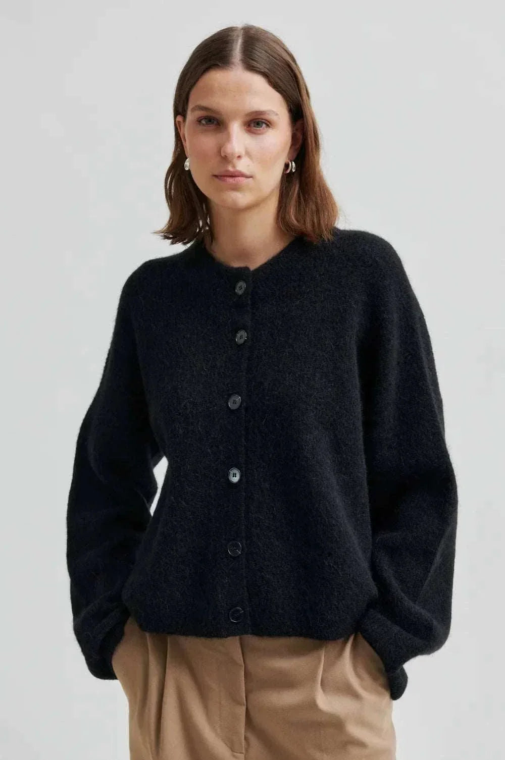Second Female Gabby Knit Cardigan Black Sand