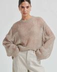 Second Female Georgina Knit O Neck Light Beige Melange
