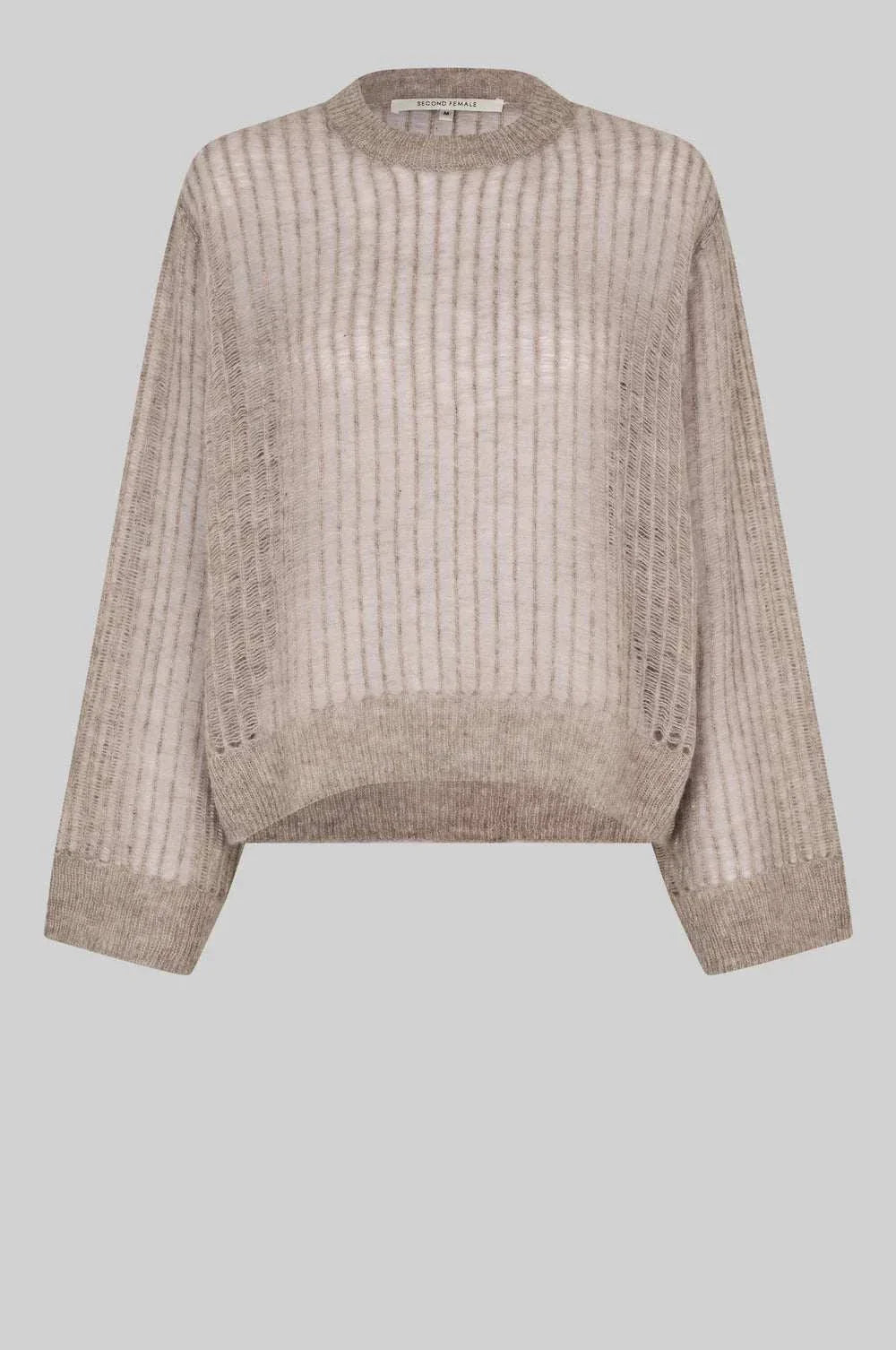Second Female Georgina Knit O Neck Light Beige Melange
