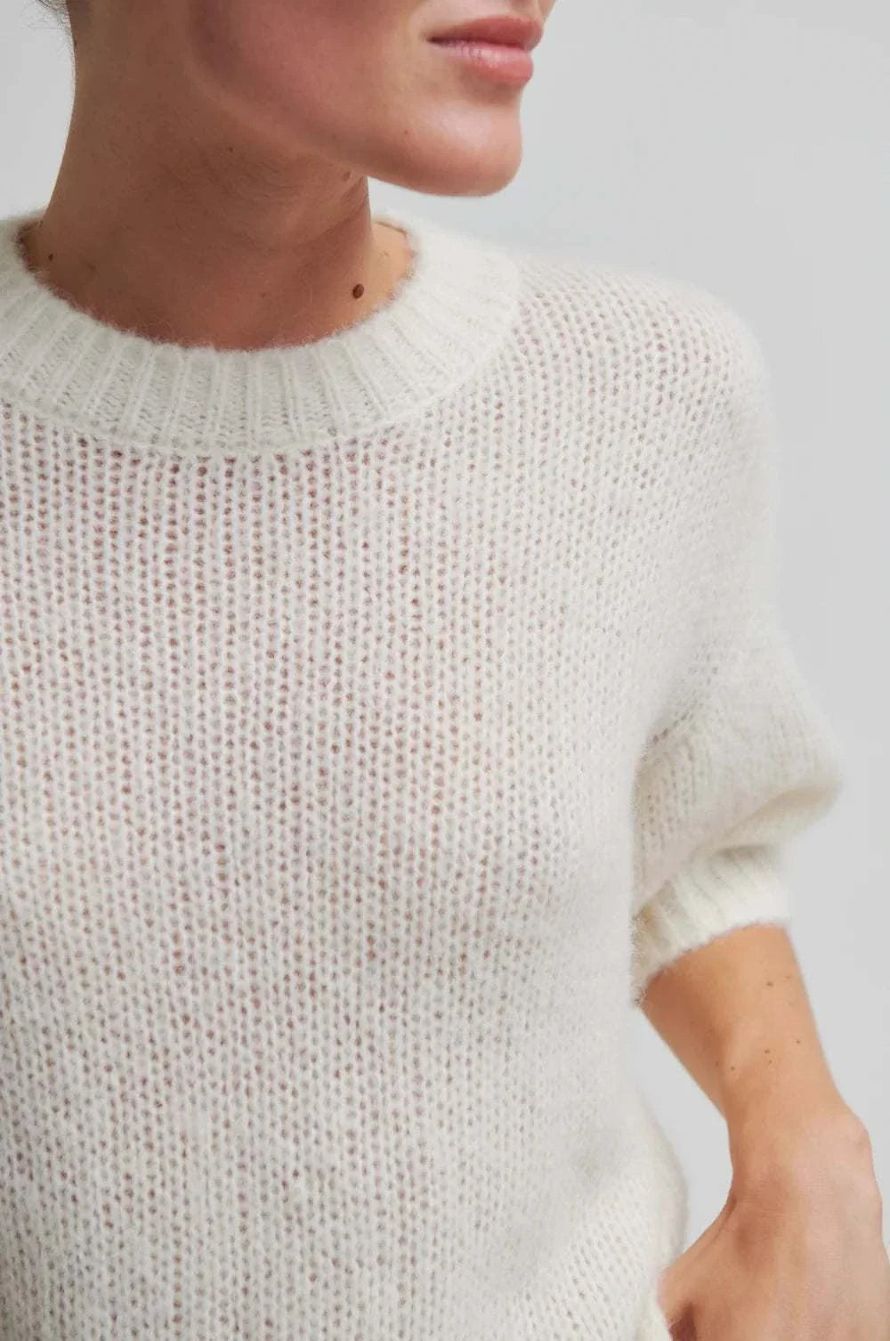 Second Female Silia Knit SS O-Neck Eggnog