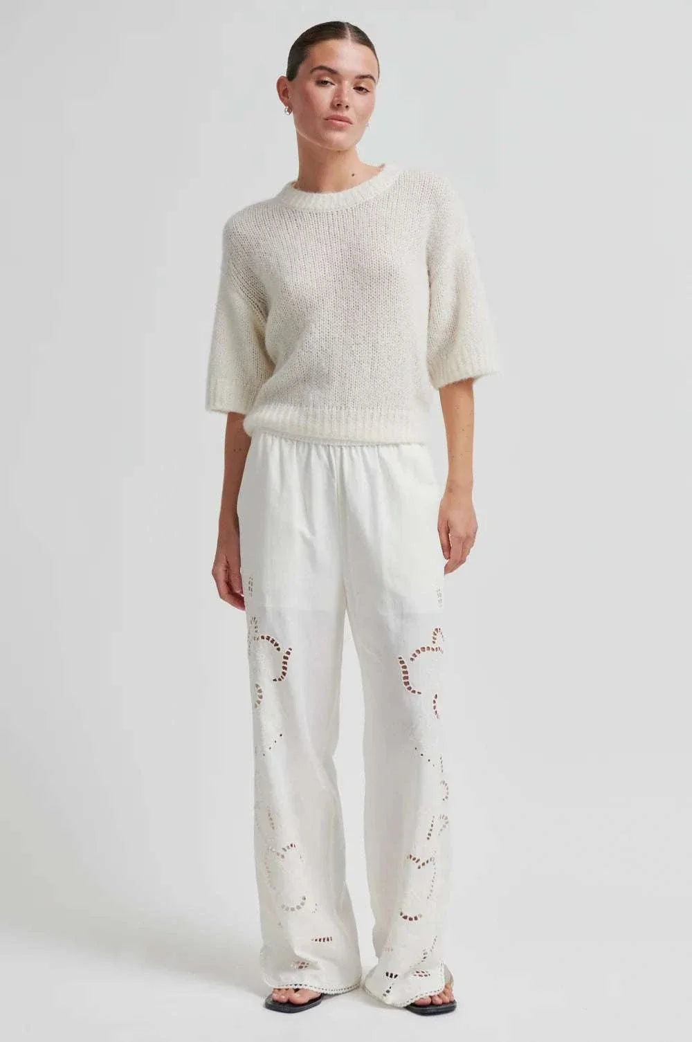 Second Female Silia Knit SS O-Neck Eggnog