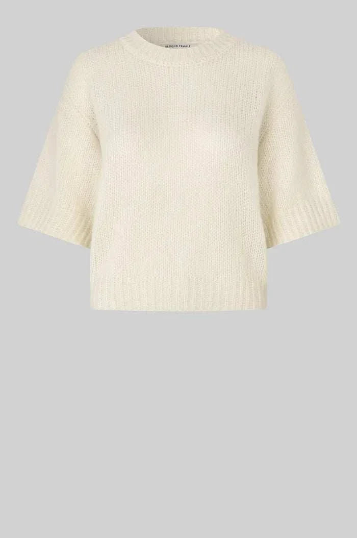 Second Female Silia Knit SS O-Neck Eggnog