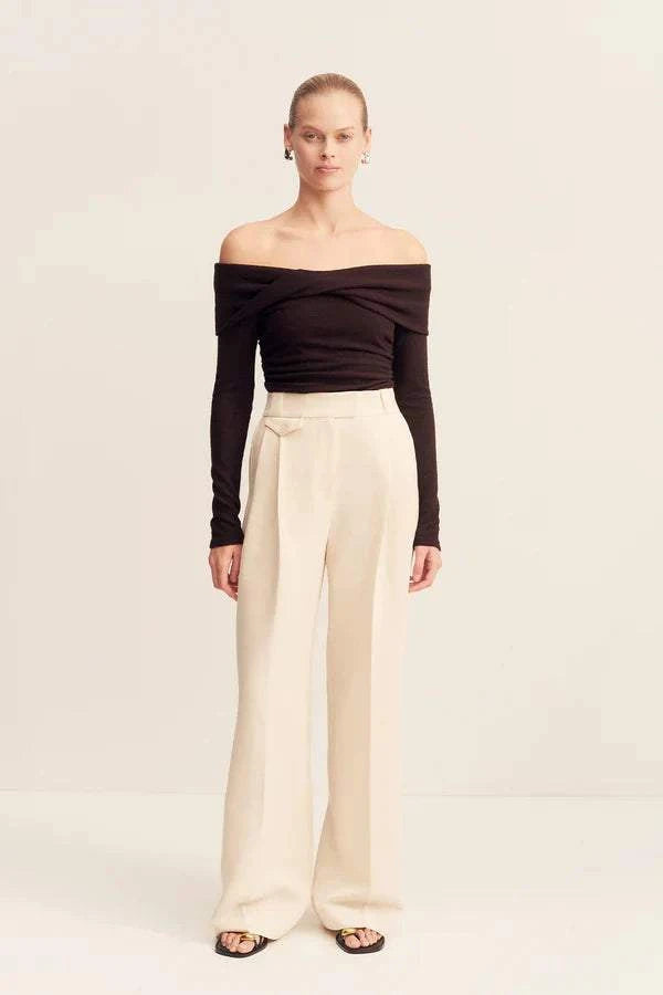 Shona Joy Beau Off Shoulder Twist Front Top Espresso