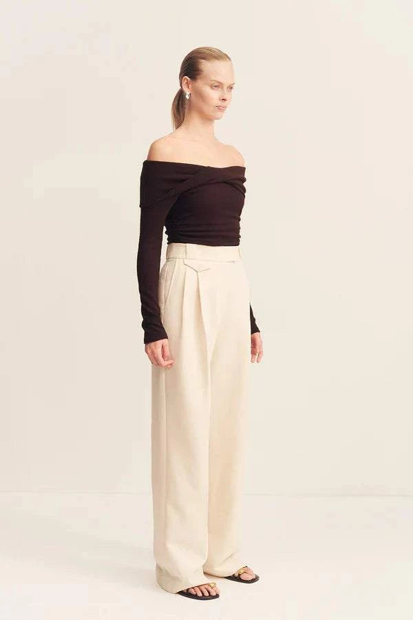 Shona Joy Beau Off Shoulder Twist Front Top Espresso