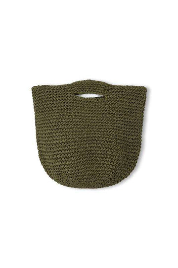 Zulu and Zephyr Round Straw Bag Olive