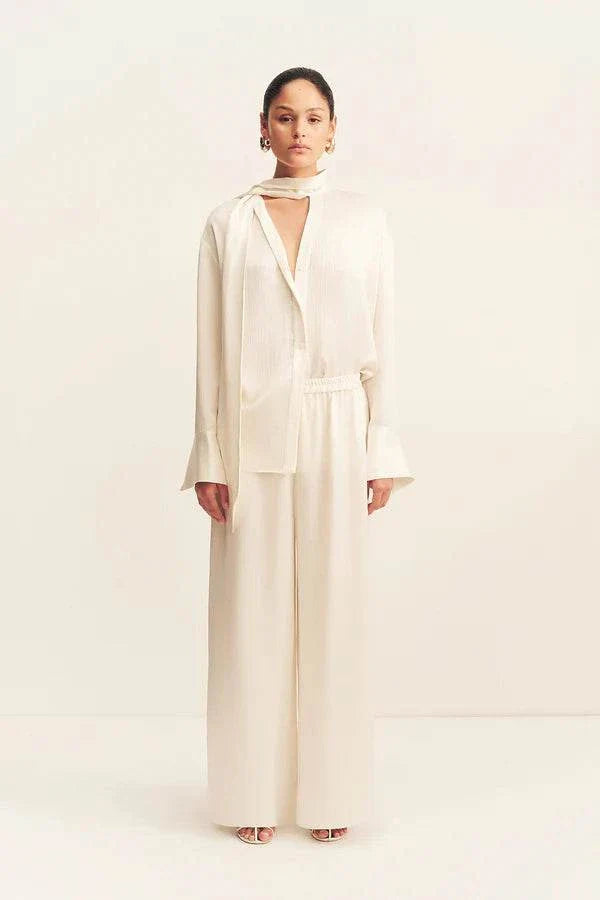 Shona Joy Huxley Textured Drawstring Pant Vanilla