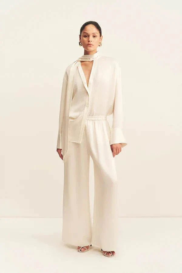 Shona Joy Huxley Textured Drawstring Pant Vanilla