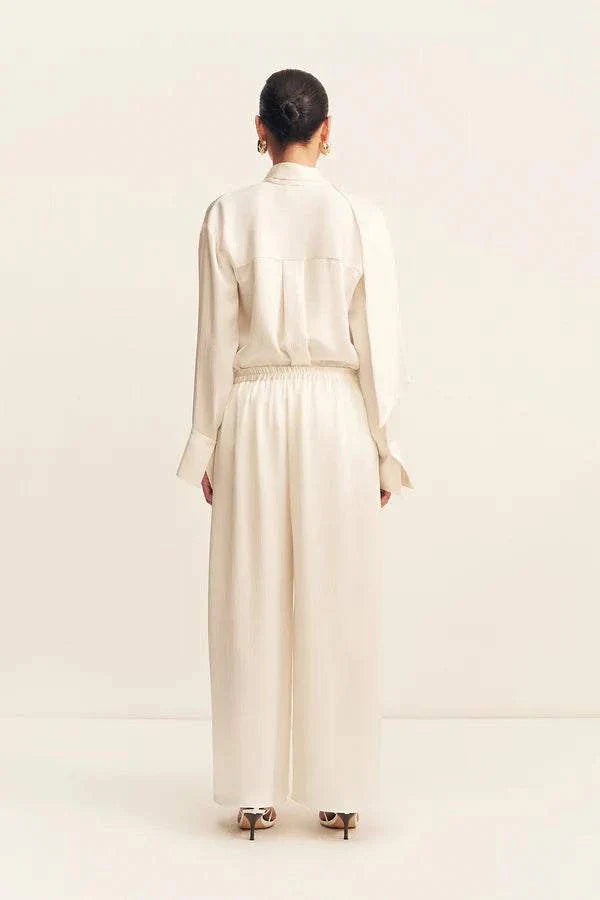 Shona Joy Huxley Textured Drawstring Pant Vanilla