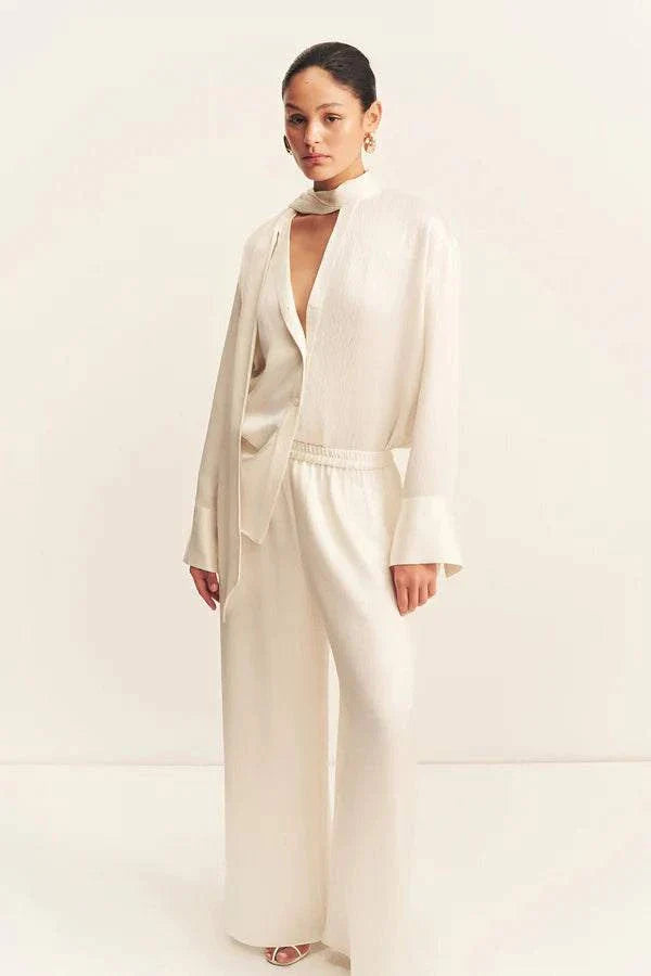 Shona Joy Huxley Textured Drawstring Pant Vanilla