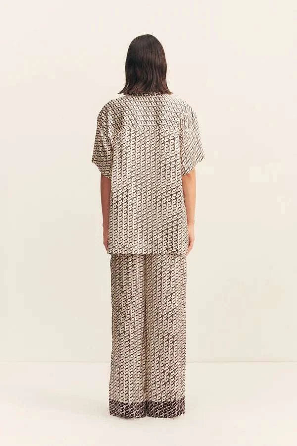 Shona Joy Monogram Silk Contrast Pant Espresso