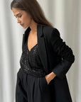 Charli Sienna Sequin Top Black One Size