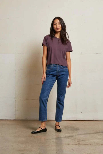 Perfectwhitetee Harley Cotton Short Sleeve Boxy Crew Tee Plum