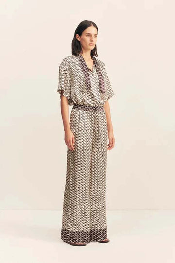 Shona Joy Monogram Silk Contrast Pant Espresso