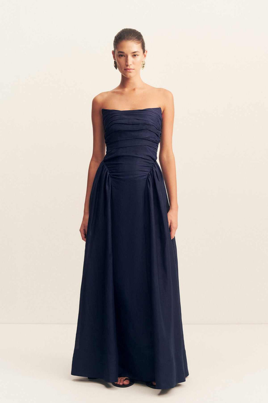 Shona Joy Celeste Strapless Panelled Maxi Dress Midnight