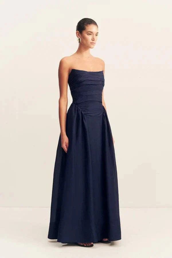 Shona Joy Celeste Strapless Panelled Maxi Dress Midnight