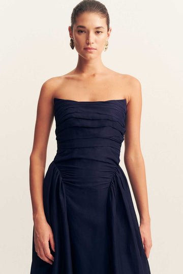 Shona Joy Celeste Strapless Panelled Maxi Dress Midnight