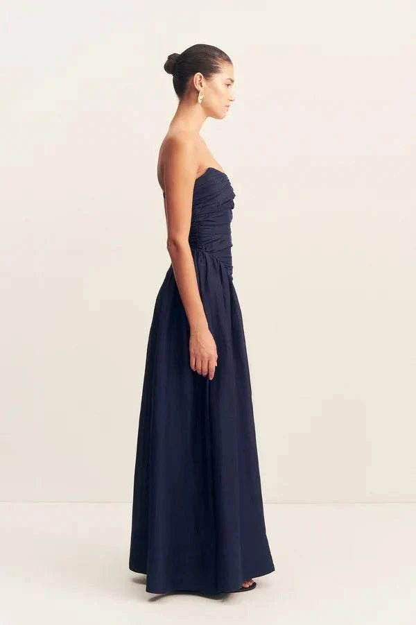 Shona Joy Celeste Strapless Panelled Maxi Dress Midnight