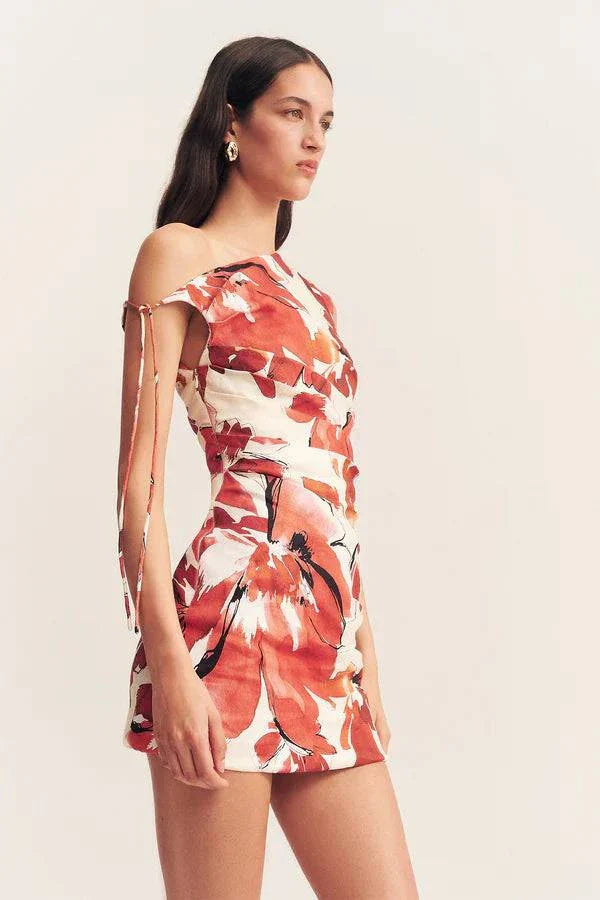 Shona Joy Ember Draped Mini Dress Blooming Blossom