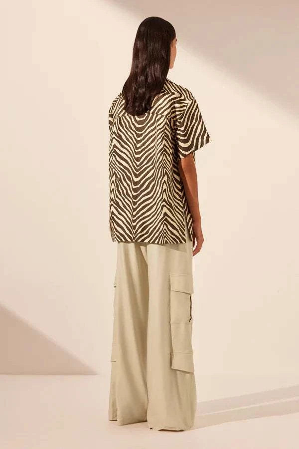 Shona Joy Sana Silk Short Sleeve Tie Shirt