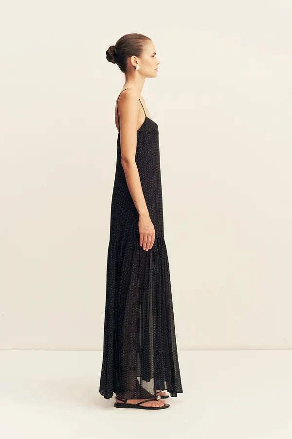 Shona Joy Irving Polka Dot Maxi Dress Black 