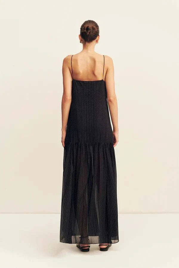 Shona Joy Irving Polka Dot Maxi Dress Black 