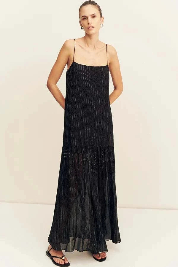 Shona Joy Irving Polka Dot Maxi Dress Black 