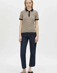 Camilla and Marc Platinum Short Sleeve Polo Oat Stripe