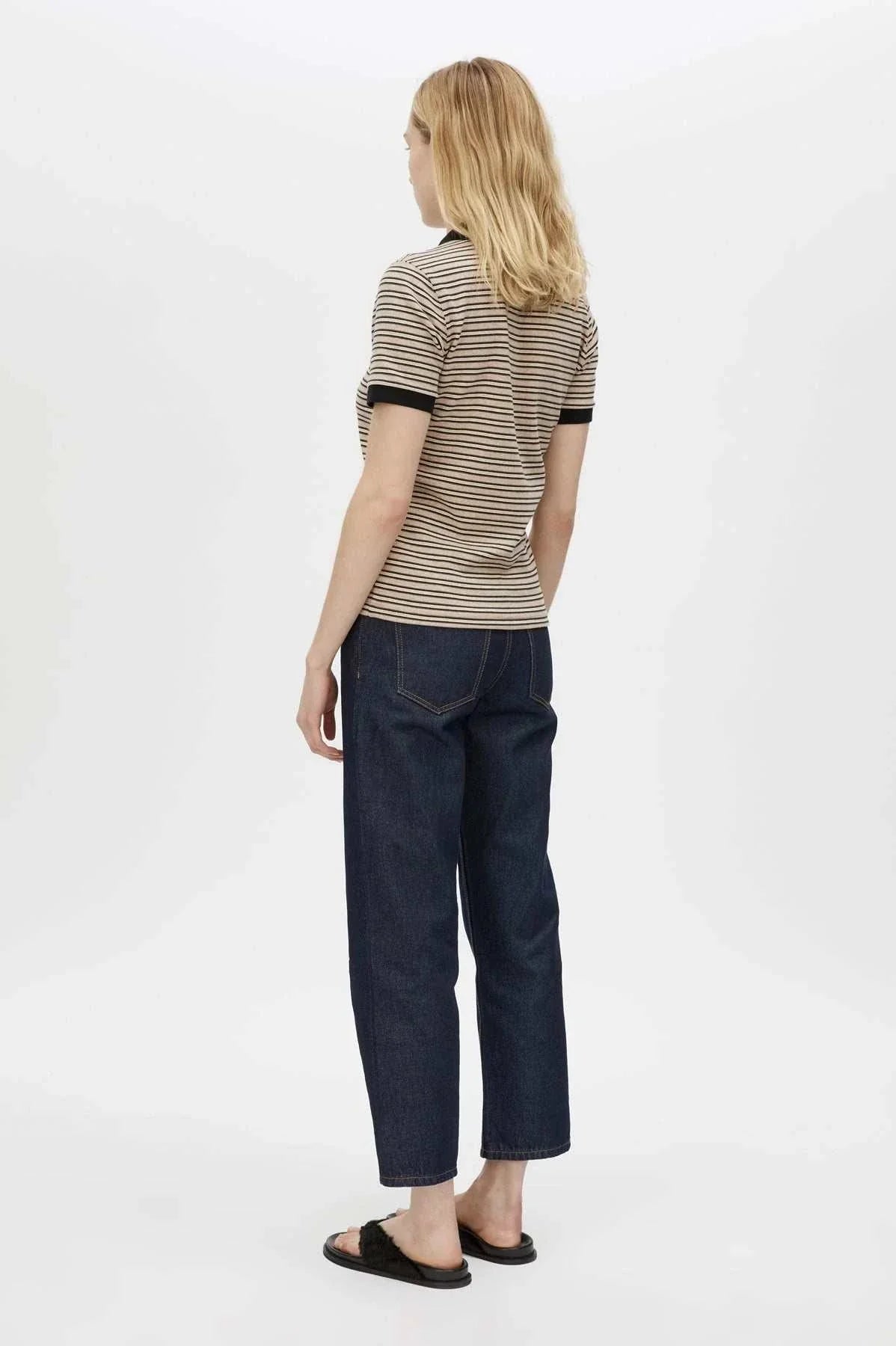 Camilla and Marc Platinum Short Sleeve Polo Oat Stripe