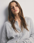 World Of Nomads Frankie Cashmere Crew Neck Cardigan Light Grey