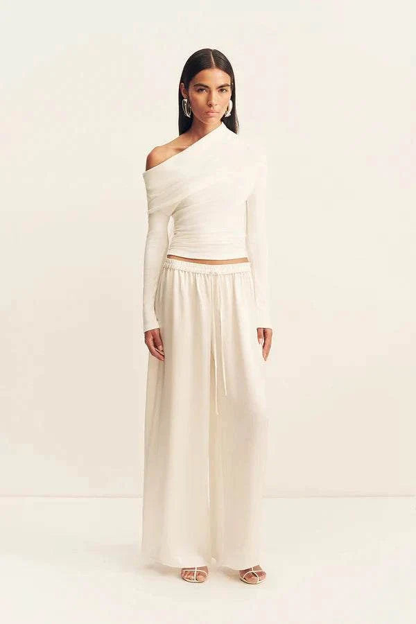 Shona Joy Aby Asymmetrical Jersey Top Ivory