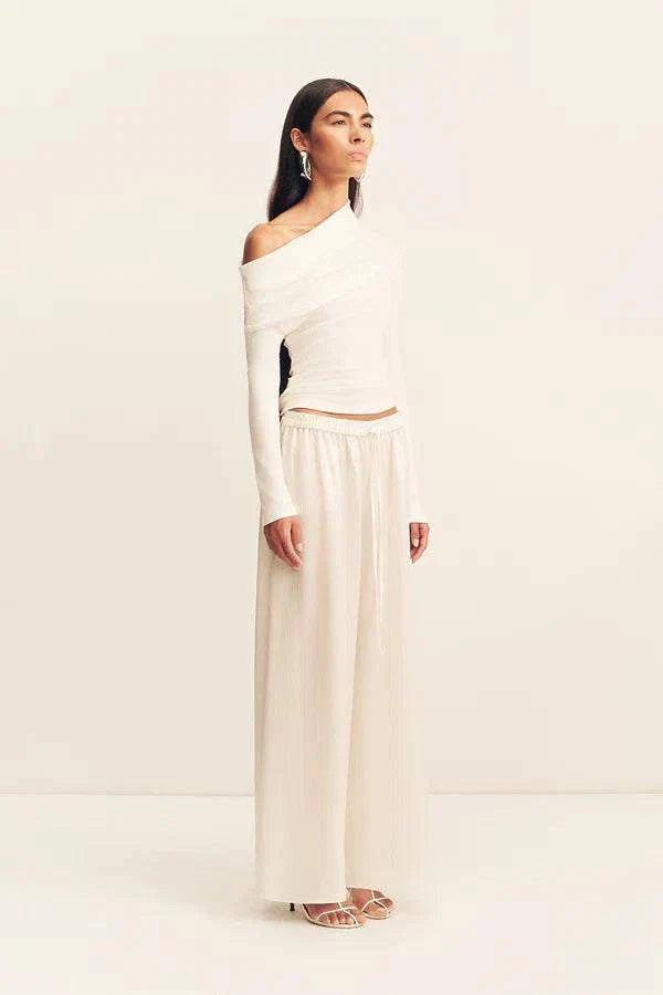 Shona Joy Aby Asymmetrical Jersey Top Ivory