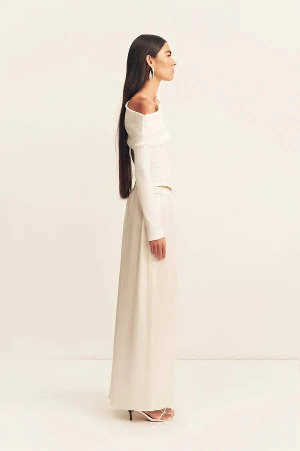 Shona Joy Aby Asymmetrical Jersey Top Ivory
