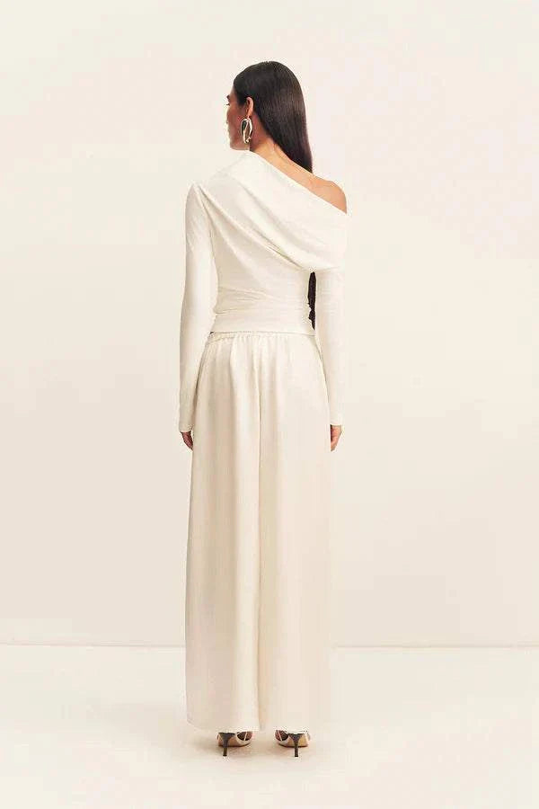 Shona Joy Aby Asymmetrical Jersey Top Ivory