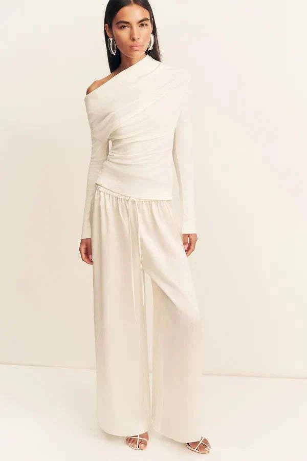 Shona Joy Aby Asymmetrical Jersey Top Ivory