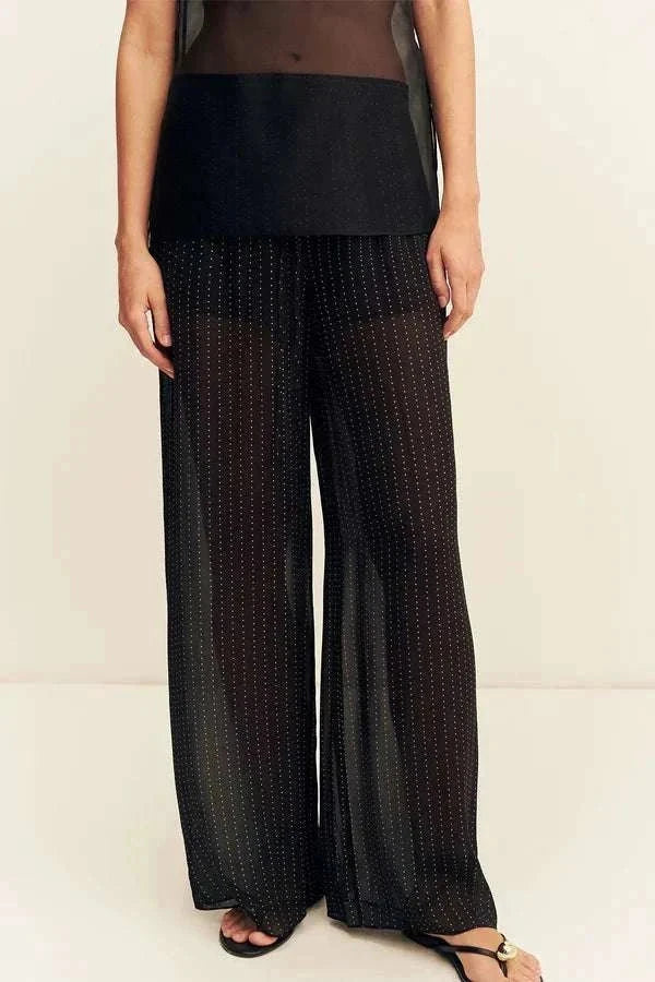 Shona Joy Irving Polka Dot Sheer Pant Black
