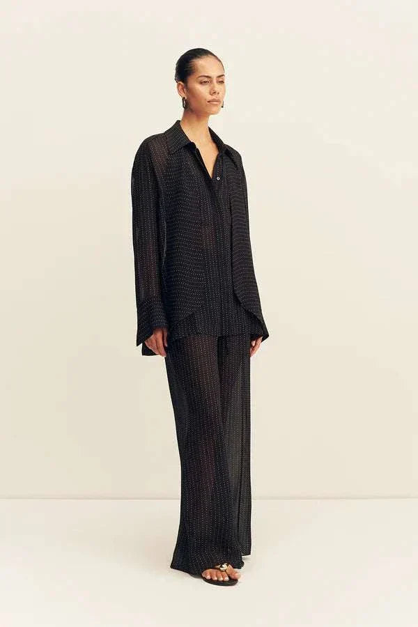Shona Joy Irving Polka Dot Sheer Pant Black