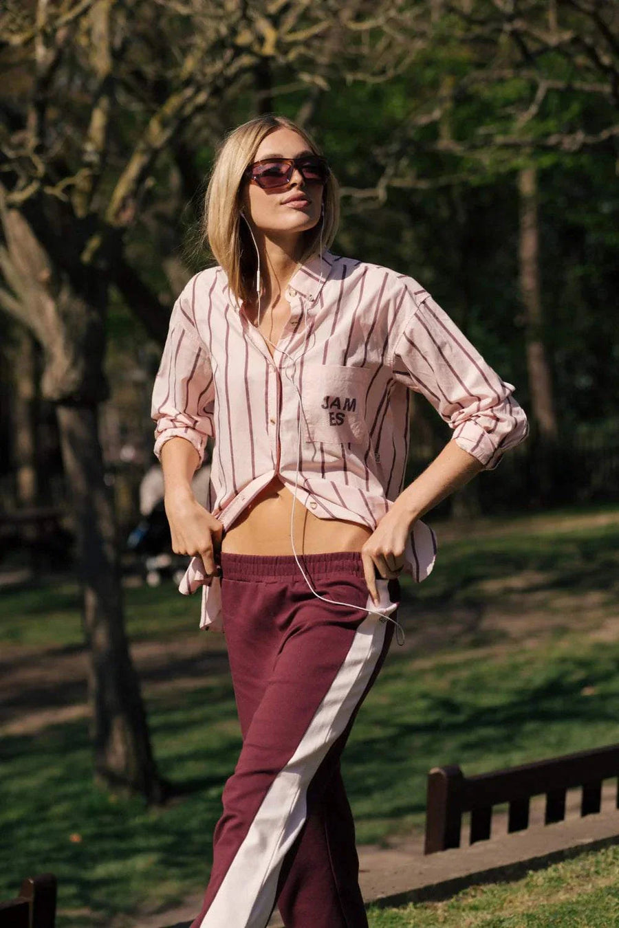 Araminta James Alpine Cotton Stripe Shirt Light Blush
