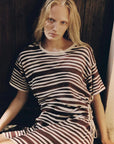 Zulu and Zephyr T-Shirt Knit Dress Chocolate Stripe