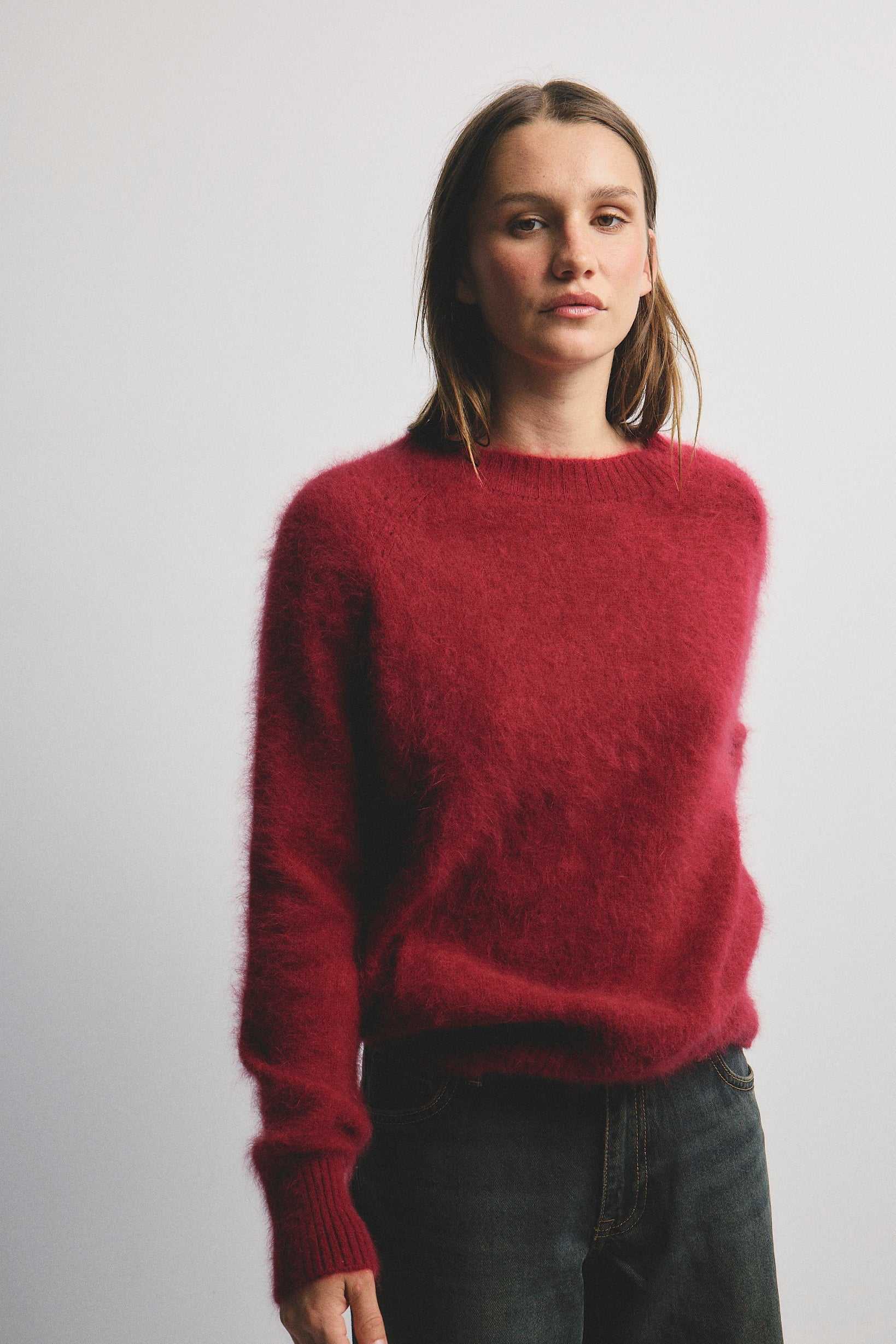 World Of Nomads Adele Cashmere Crew Neck Knit Cerise