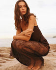 Shona Joy Allegra Cowl Lace Panelled Maxi Dress Espresso