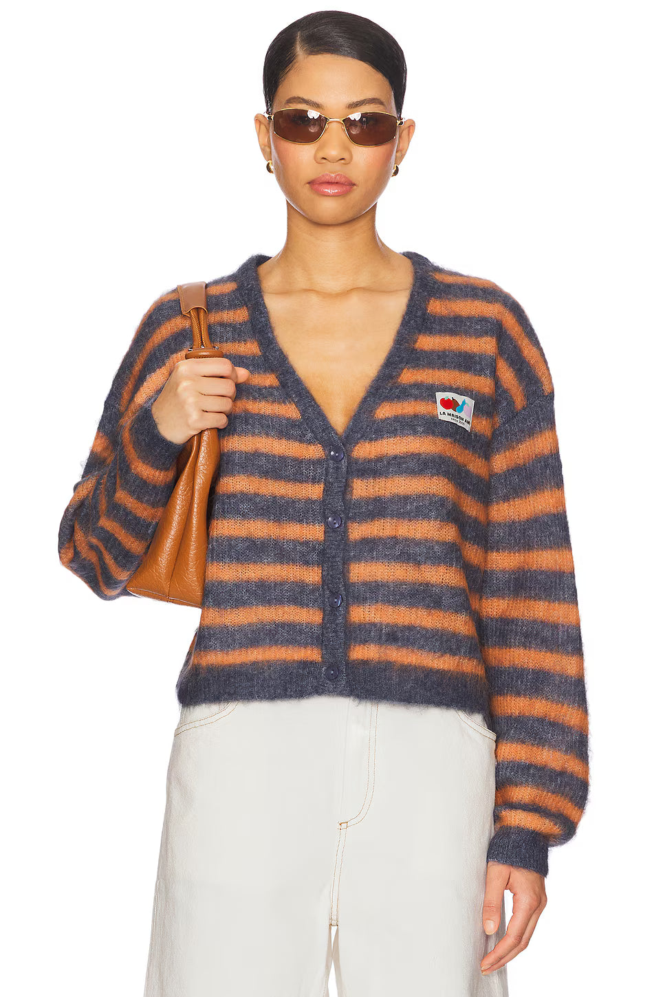 American Vintage Womens Cardigan Nenybay Melange Striped