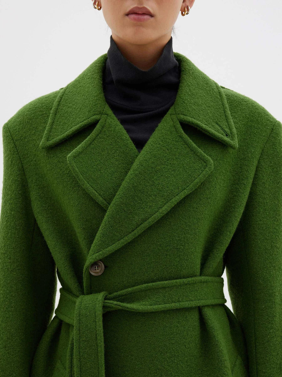 Bassike Boucle Wool Coat Military