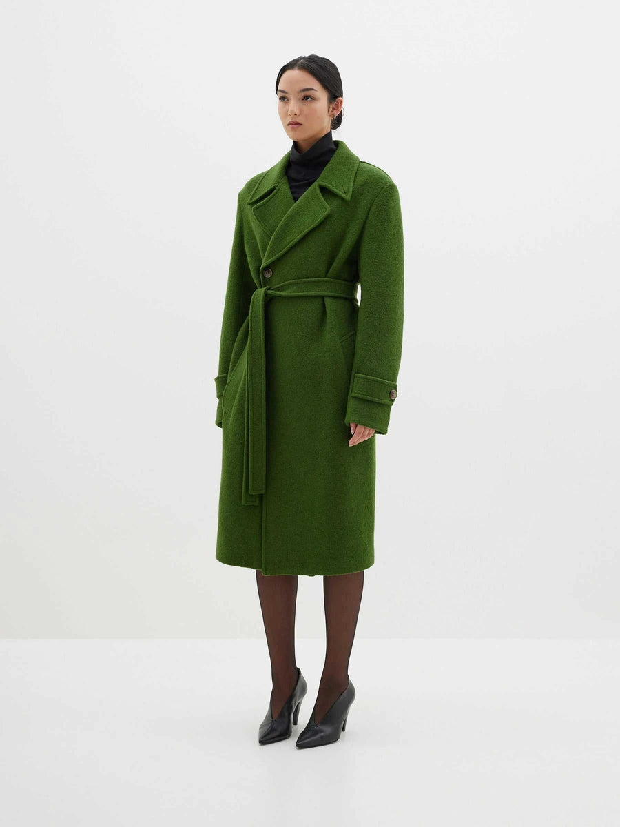 Bassike Boucle Wool Coat Military