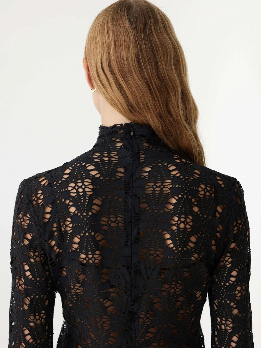 Bassike Long Sleeve Lace Top Black